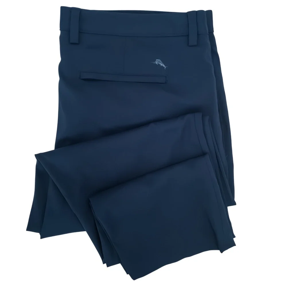 Tommy Bahama Performance Pants Mens 40x30 Navy Blue Boracay Stretch Polyester
